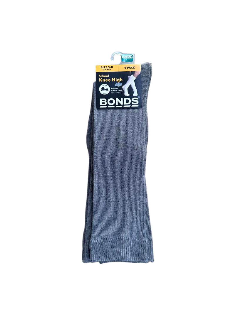 Bonds Kids School Knee High Socks 2 Pack - Grey - Outlet Shop For Kids