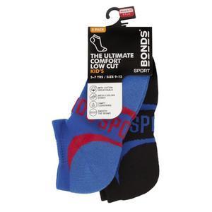 Bonds Kids Ultimate Comfort Low Cut 2 Pack Sock - Blue/Red/Black-Outlet Shop For Kids