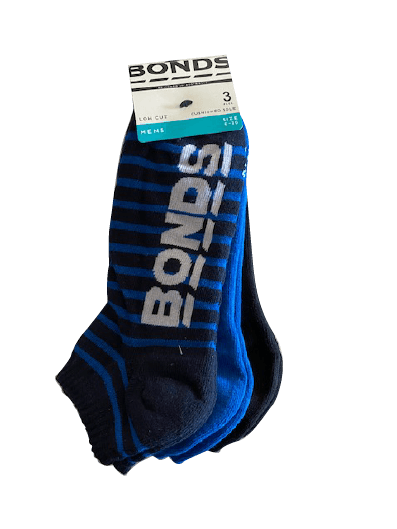 Bonds Logo Low Cut Socks 3 Pack - Blue Stripe/Navy - Outlet Shop For Kids