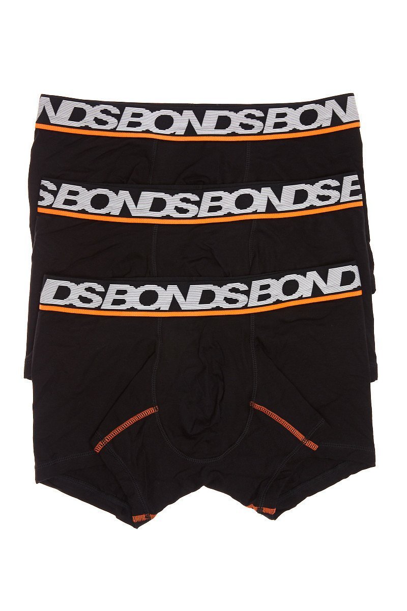 Bonds Mens Active Fit Trunk 3 Pack - Black-Outlet Shop For Kids