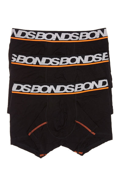 Bonds Mens Active Fit Trunk 3 Pack - Black-Outlet Shop For Kids