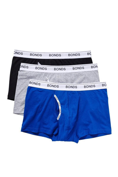 Bonds Mens Guyfront Trunk 3 Pack - Blue/Black/Grey - Outlet Shop For Kids