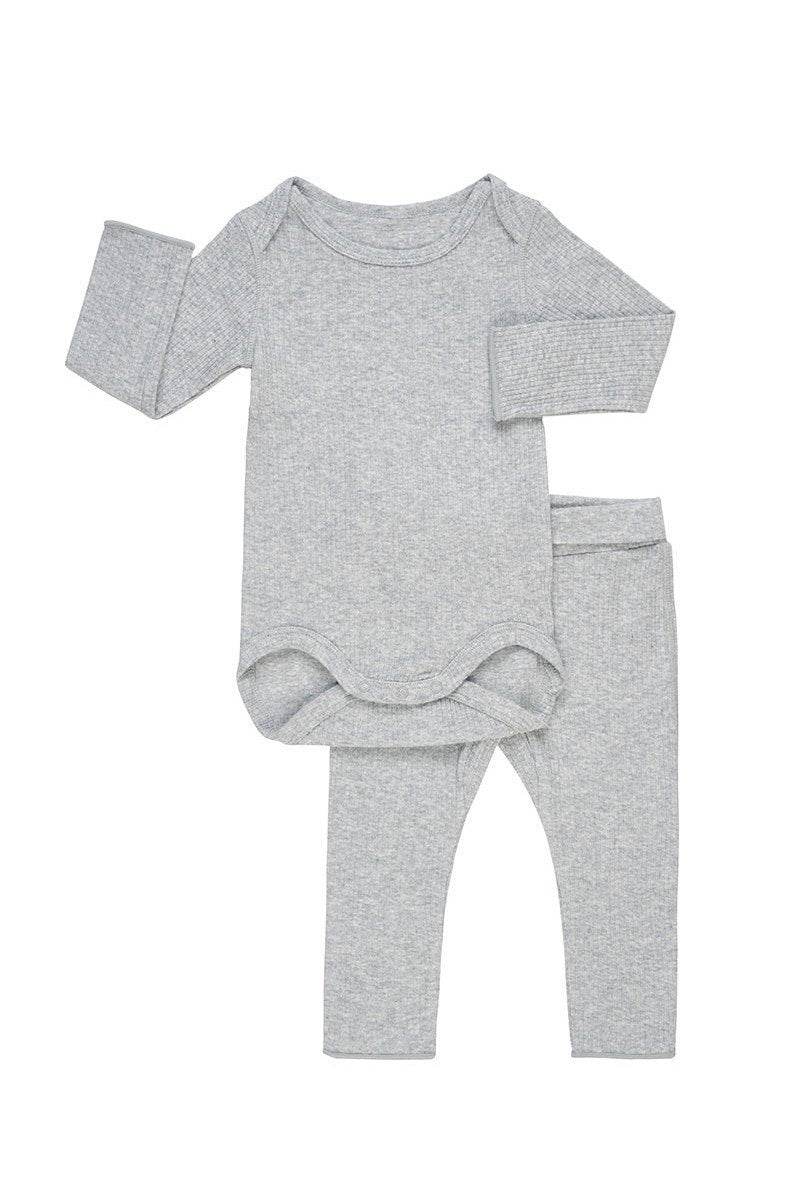 Bonds Pointelle Long Sleeve Bodysuit and Legging Set - New Grey Marle - Outlet Shop For Kids