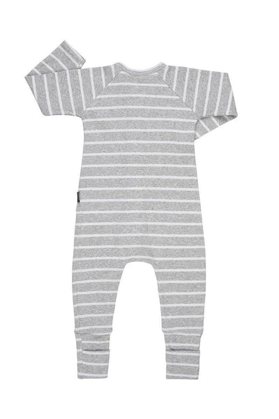 Bonds Ribbed Zip Wondersuit - New Grey Marle & White Stripe - Outlet Shop For Kids
