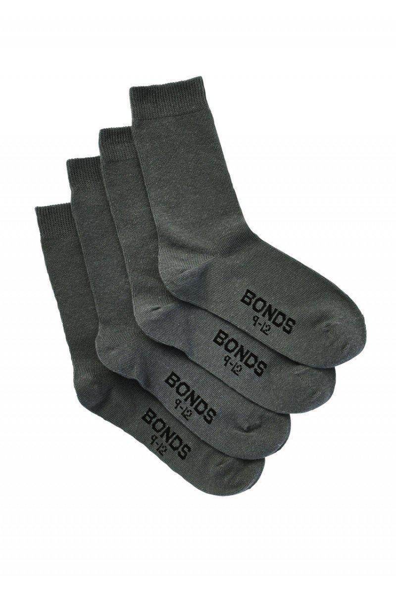 Bonds School Crew Socks 4 Pack - Grey - Outlet Shop For Kids
