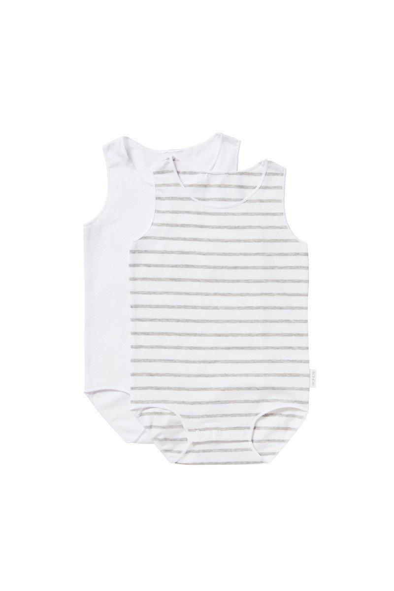 Bonds Wonderbodies Singletsuit 2 Pk - New Grey Marle Stripe & White-Outlet Shop For Kids