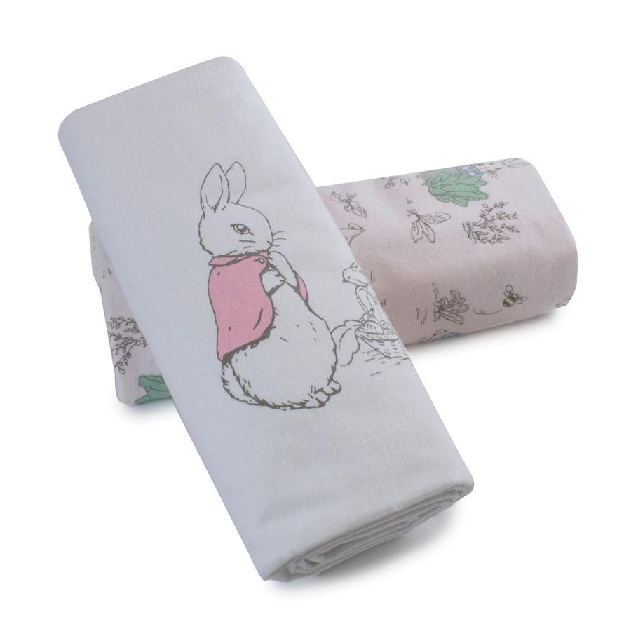 Bubba Blue Peter Rabbit Hop 2 Pack Flannel Wraps - Pink-Outlet Shop For Kids
