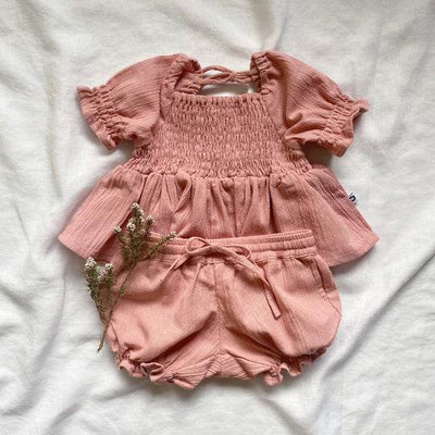 Duke & Duchesses Rosie Shirred Shorties - Dusty Pink - Outlet Shop For Kids