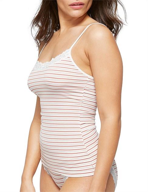 Jockey Womens Parisienne Stripe Cami - Limelight Pink Stripe - Outlet Shop For Kids