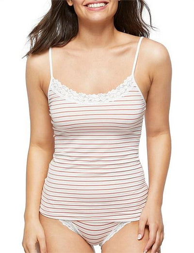 Jockey Womens Parisienne Stripe Cami - Limelight Pink Stripe - Outlet Shop For Kids