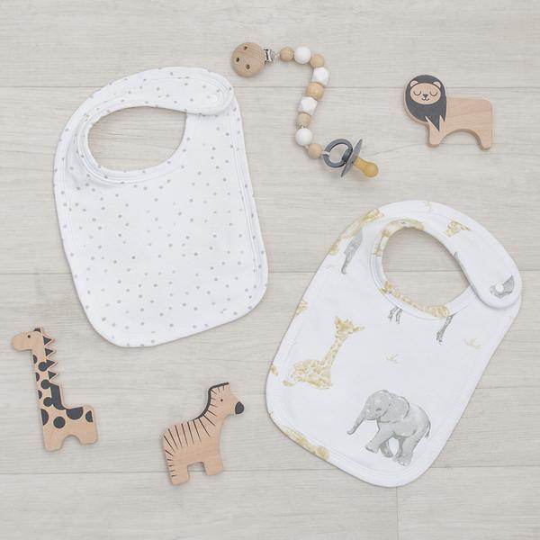 Living Textiles 2 Pack Baby Bibs - Savanna Babies - Outlet Shop For Kids