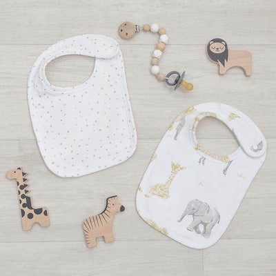 Living Textiles 2 Pack Baby Bibs - Savanna Babies - Outlet Shop For Kids