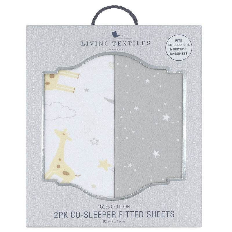Living Textiles 2 Pack Jersey Co-Sleeper/Cradle Fitted Sheets - Noah/Stars