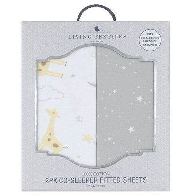 Living Textiles 2 Pack Jersey Co-Sleeper/Cradle Fitted Sheets - Noah/Stars