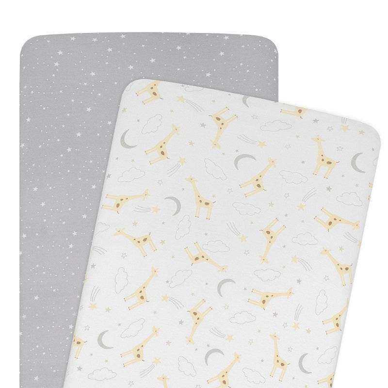 Living Textiles 2 Pack Jersey Co-Sleeper/Cradle Fitted Sheets - Noah/Stars