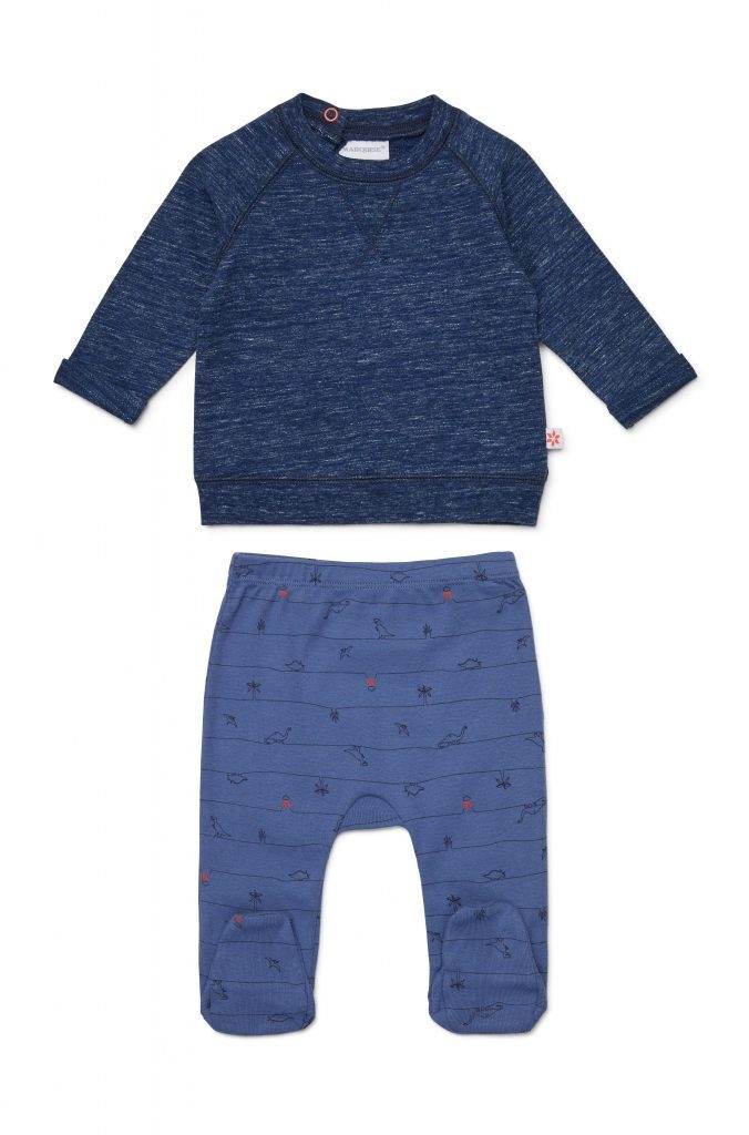 Marquise Baby Boys Dinosaur Long Sleeve Top And Footed Legging - Blue Marle / Yardage Print - Outlet Shop For Kids
