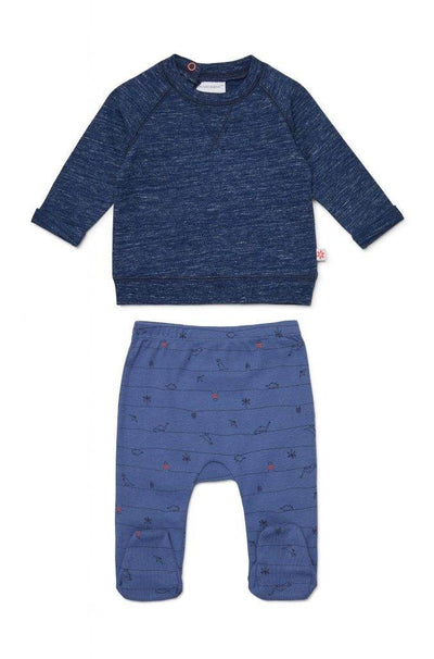 Marquise Baby Boys Dinosaur Long Sleeve Top And Footed Legging - Blue Marle / Yardage Print - Outlet Shop For Kids