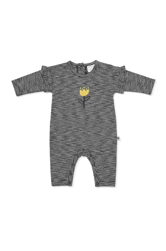 Marquise Baby Girls Tulip Footless Growsuit - Black And White Fine Stripe-Outlet Shop For Kids