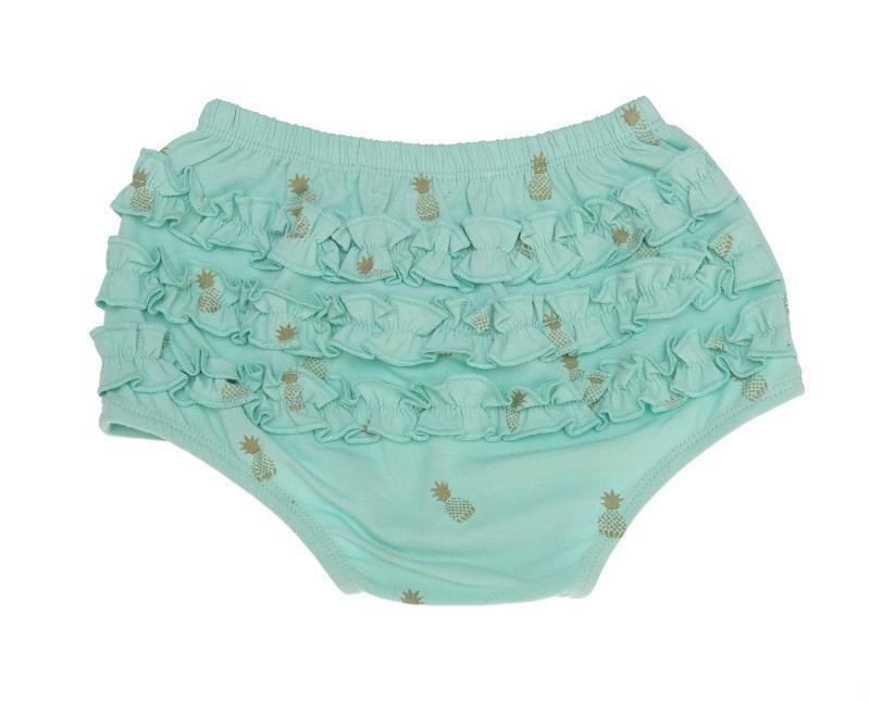Minifin Pineapple Print Ruffle Bloomers - Teal-Outlet Shop For Kids