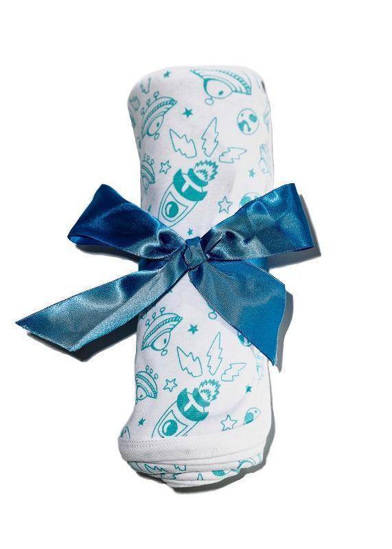 Minifin Space Print Jersey Wrap - White/Blue - Outlet Shop For Kids