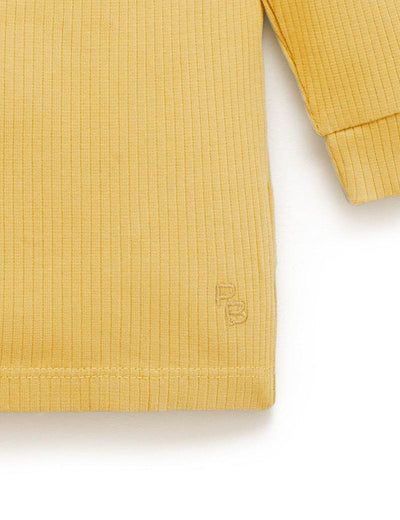 Purebaby Rib Long Sleeve Henley Tee - Mustard - Outlet Shop For Kids
