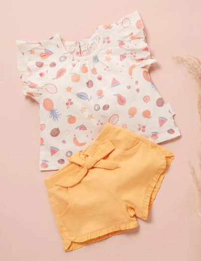 Purebaby Ruffle Shorts - Pineapple - Outlet Shop For Kids