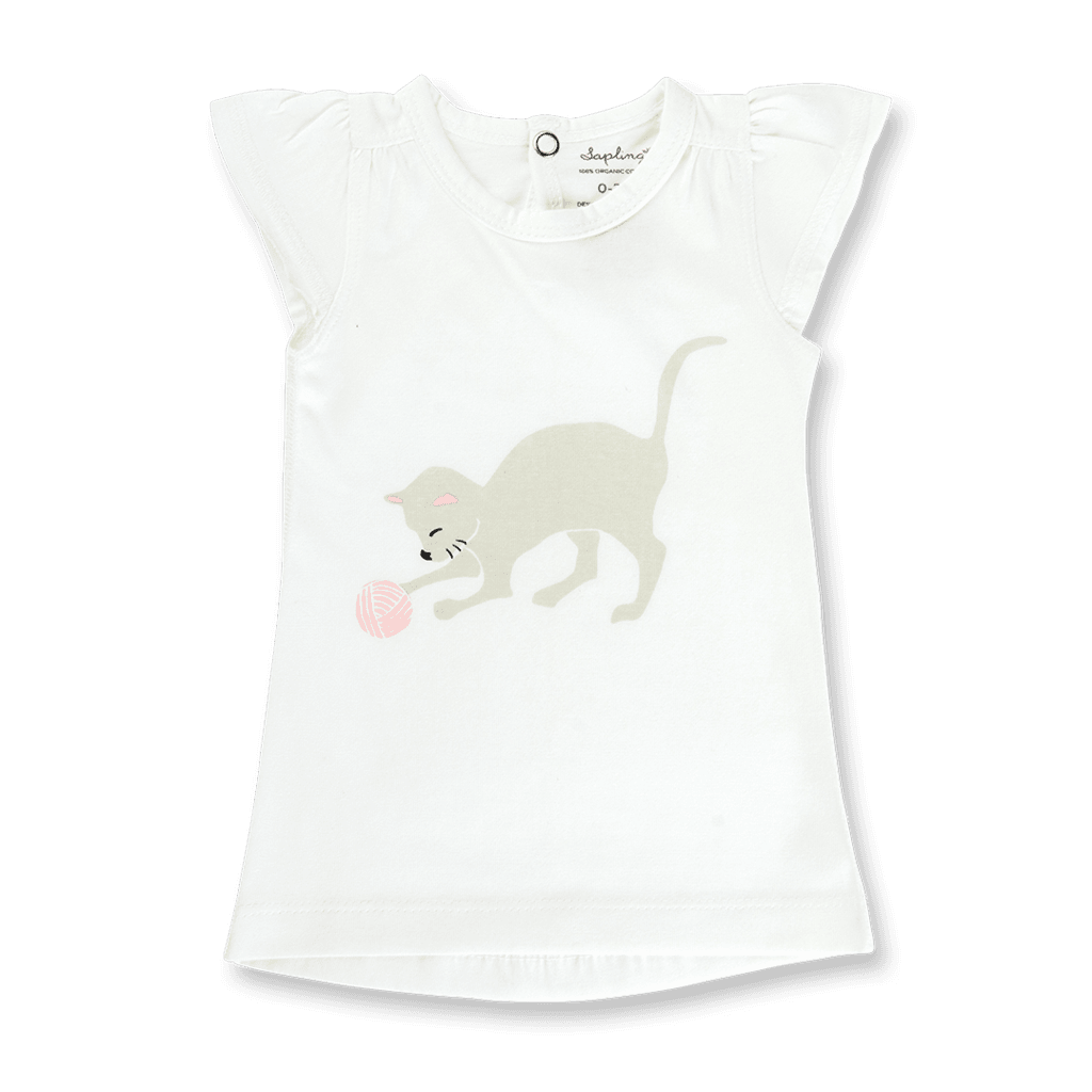 Sapling Child Organic Kitten Flutter Sleeve Tee - Outlet Shop For Kids