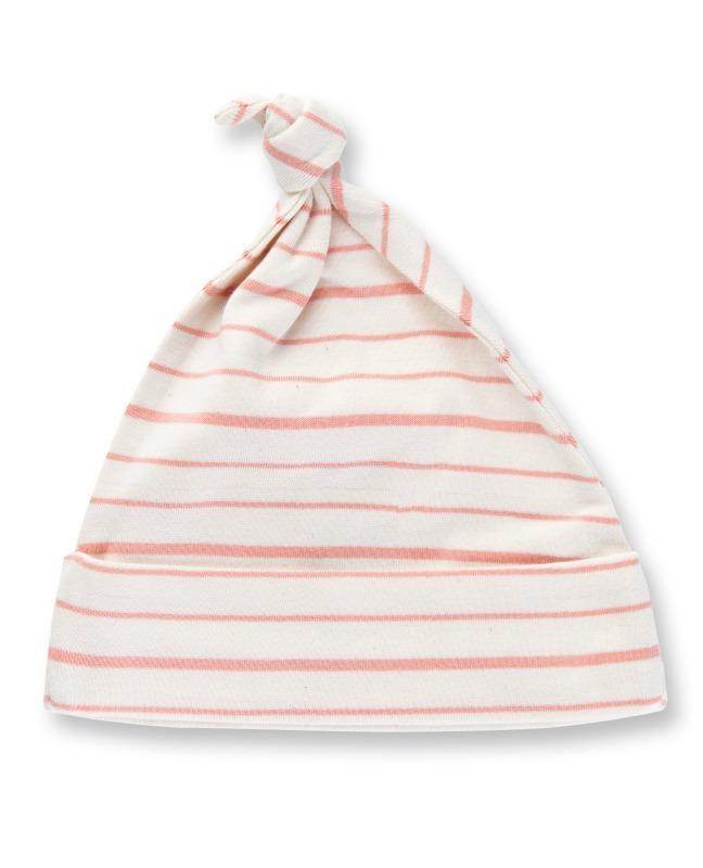 Sapling Child Organic Peach French Stripe Knotted Hat - Outlet Shop For Kids