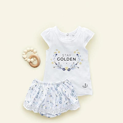 Sapling Child Organic Stay Golden Flutter Sleeve Tee - Outlet Shop For Kids