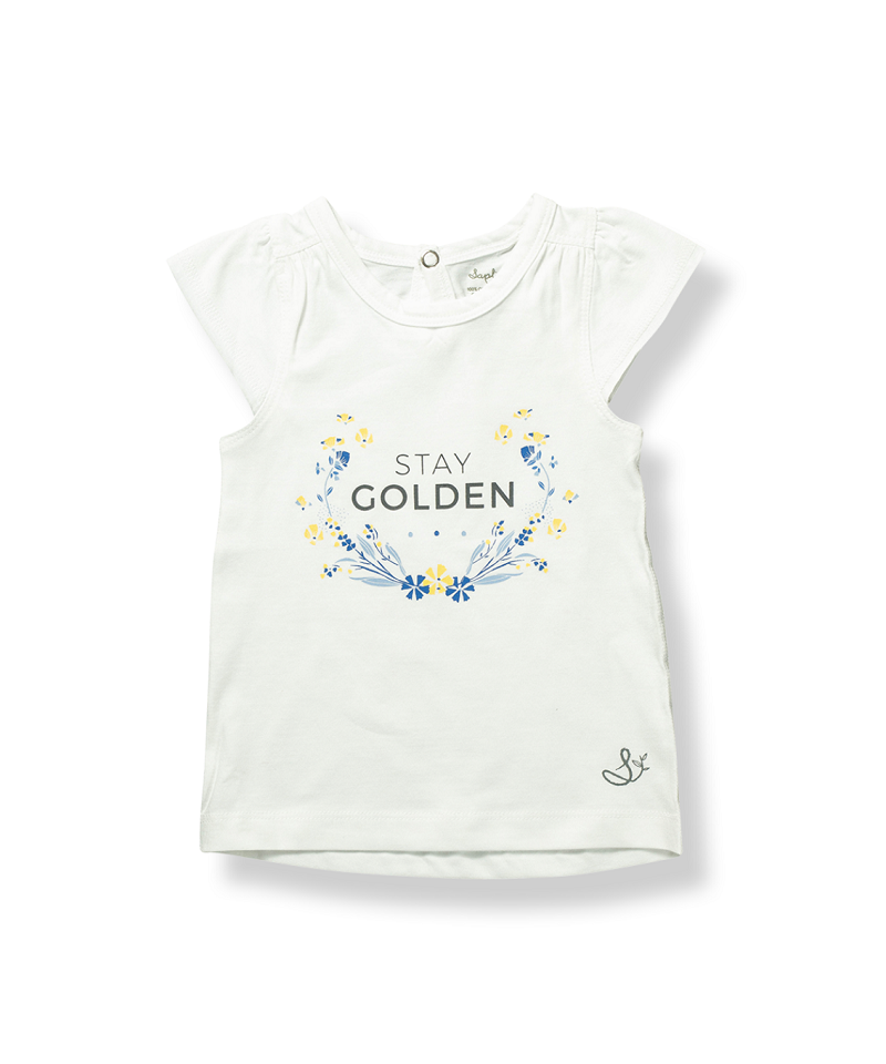 Sapling Child Organic Stay Golden Flutter Sleeve Tee - Outlet Shop For Kids