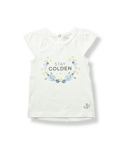 Sapling Child Organic Stay Golden Flutter Sleeve Tee - Outlet Shop For Kids
