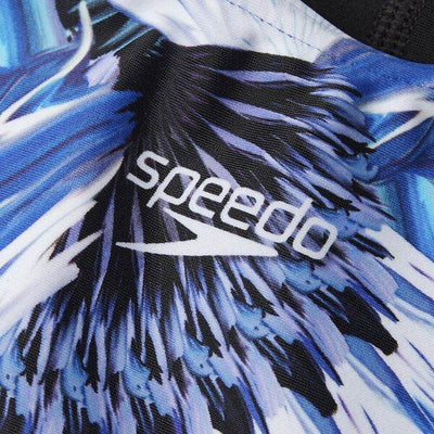 Speedo Girls Digital Placement Splashback - Black/Blue Flame/White/Mercurial Blue - Outlet Shop For Kids