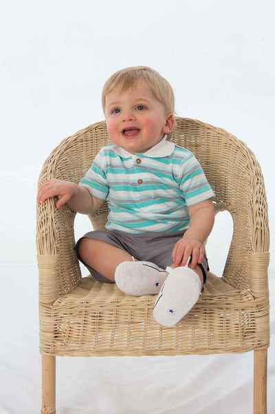 Tiny Twig Organic Polo Tee - Space Stripes-Outlet Shop For Kids